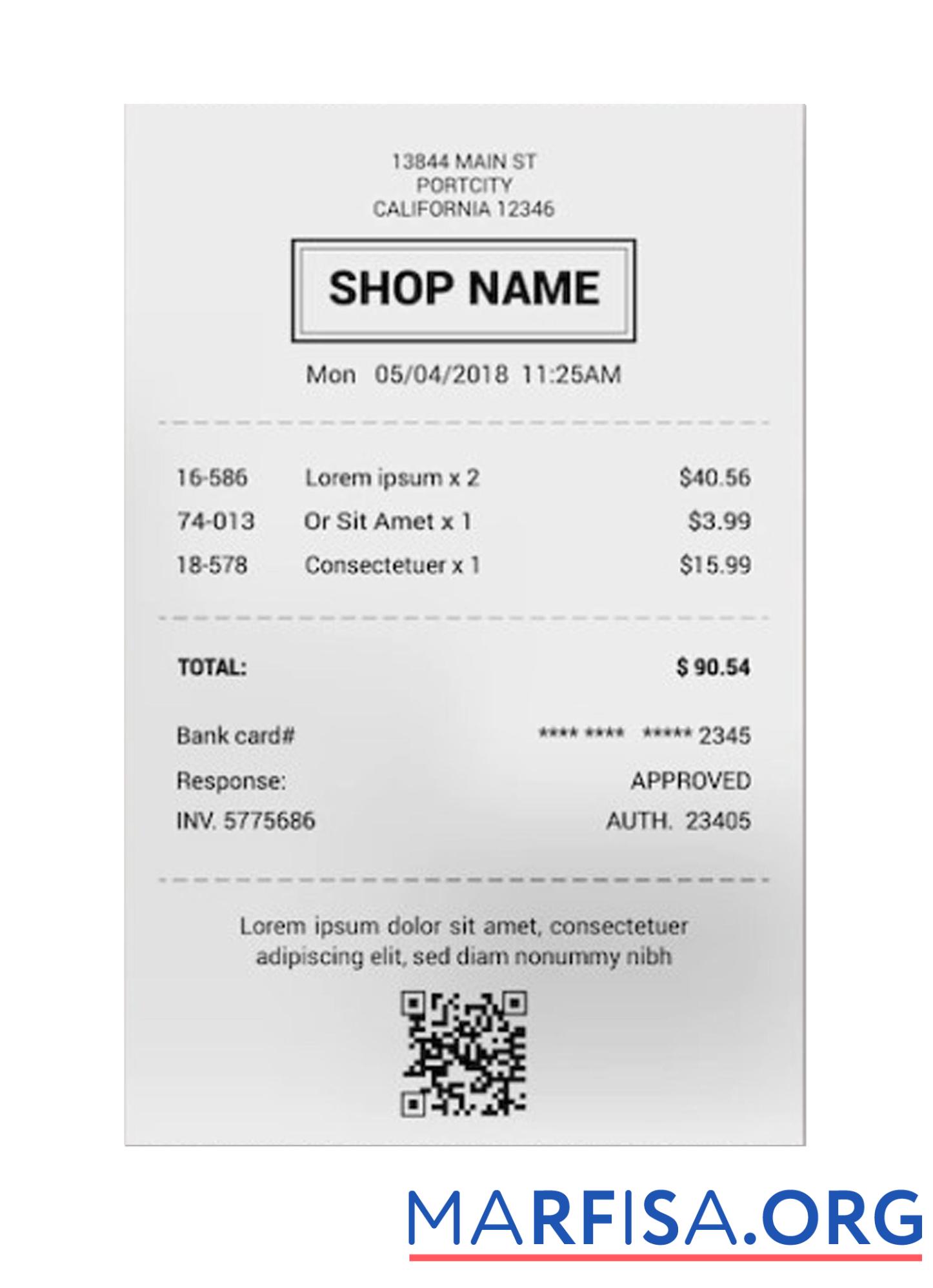 Realistic SHOP receipt sample download for verification
